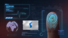 Система опознавания отпечатка пальцев биометрическая просматривая Флаг унификации национальности Кореи стоковое изображение rf Система опознавания отпечатка пальцев биометрическая просматривая Флаг унификации национальности Кореи стоковое изображение rf