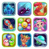 Смешные значки app квадрата шаржа иллюстрация вектора Смешные значки app квадрата шаржа иллюстрация вектора