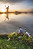 Сногсшибательный ландшафт unrise над туманным рекой Thurne смотря к Стоковая Фотография RF Сногсшибательный ландшафт unrise над туманным рекой Thurne смотря к Стоковая Фотография RF
