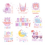 Собрание шаблонов дизайна печати комнаты питомника младенца в милом Girly образе с текстовыми сообщениями бесплатная иллюстрация Собрание шаблонов дизайна печати комнаты питомника младенца в милом Girly образе с текстовыми сообщениями бесплатная иллюстрация