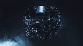 Современная технологическая темная предпосылка с двигателем внутреннего сгорания от автомобиля Современная технологическая темная предпосылка с двигателем внутреннего сгорания от автомобиля