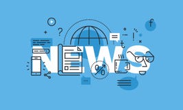 Современная тонкая линия идея проекта для знамени вебсайта новостей иллюстрация штока Современная тонкая линия идея проекта для знамени вебсайта новостей иллюстрация штока