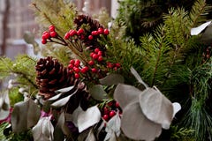 Состав Christmass с красными ягодами, конусами сосны и спрусом стоковое изображение rf Состав Christmass с красными ягодами, конусами сосны и спрусом стоковое изображение rf