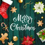 Состав дизайна продажи рождества poinsettia, ветвей ели, конусов, пряника, тросточки конфеты, падуба и других заводов иллюстрация вектора Состав дизайна продажи рождества poinsettia, ветвей ели, конусов, пряника, тросточки конфеты, падуба и других заводов иллюстрация вектора