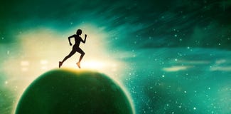 Составное изображение jogging милой пригонки белокурый Стоковые Фото Составное изображение jogging милой пригонки белокурый Стоковые Фото