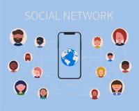 Социальные люди и телефон сети бесплатная иллюстрация Социальные люди и телефон сети бесплатная иллюстрация