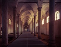 Старые конюшни, конструированные Леонардо Да Винчи, в Vigevano, Ita стоковое изображение rf Старые конюшни, конструированные Леонардо Да Винчи, в Vigevano, Ita стоковое изображение rf