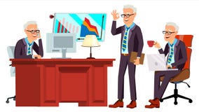 Старый вектор работника офиса Эмоции стороны, различные жесты Работник бизнесмена счастливая работа Партнер, клерк, холопка иллюстрация вектора Старый вектор работника офиса Эмоции стороны, различные жесты Работник бизнесмена счастливая работа Партнер, клерк, холопка иллюстрация вектора