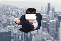 Стекла виртуальной реальности супергероя бизнесмена нося стоковое фото Стекла виртуальной реальности супергероя бизнесмена нося стоковое фото