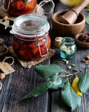 2 стеклянных опарника с домодельными законсервированными сливами сжимают, мармелад, студень на деревенском деревянном столе с car стоковые изображения rf 2 стеклянных опарника с домодельными законсервированными сливами сжимают, мармелад, студень на деревенском деревянном столе с car стоковые изображения rf