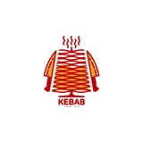 Стилизованное горячее, свеже зажаренное турецкое kebab doner, шаблон логотипа shawarma иллюстрация штока Стилизованное горячее, свеже зажаренное турецкое kebab doner, шаблон логотипа shawarma иллюстрация штока