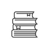 Стог книг выравнивает значок, знак вектора плана, линейную пиктограмму стиля изолированную на белизне иллюстрация штока Стог книг выравнивает значок, знак вектора плана, линейную пиктограмму стиля изолированную на белизне иллюстрация штока