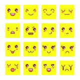Стороны Kawaii милые, смайлики Kawaii, прелестные значки характеров конструируют иллюстрация вектора Стороны Kawaii милые, смайлики Kawaii, прелестные значки характеров конструируют иллюстрация вектора