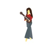 Стоящая девушка играя знак и символ вектора вектора гитары изолированные на белой предпосылке, стоя девушке играя логотип вектора иллюстрация штока Стоящая девушка играя знак и символ вектора вектора гитары изолированные на белой предпосылке, стоя девушке играя логотип вектора иллюстрация штока