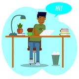r Концепция места для работы Студент мальчика работает с планшетом Молодой человек связывает в социальных сетях бесплатная иллюстрация r Концепция места для работы Студент мальчика работает с планшетом Молодой человек связывает в социальных сетях бесплатная иллюстрация