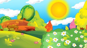 Сцена мультфильма счастливая и смешная с детьми в парке имея потеху бесплатная иллюстрация Сцена мультфильма счастливая и смешная с детьми в парке имея потеху бесплатная иллюстрация