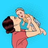 Счастливая мать целуя ее усмехаясь ребёнок Искусство шипучки иллюстрация штока Счастливая мать целуя ее усмехаясь ребёнок Искусство шипучки иллюстрация штока