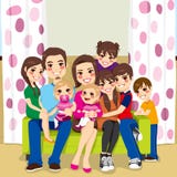 Счастливая многодетная семья бесплатная иллюстрация Счастливая многодетная семья бесплатная иллюстрация