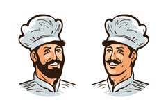 Счастливые кашевар, логотип шеф-повара или ярлык Иллюстрация для ресторана или кафа меню дизайна иллюстрация штока Счастливые кашевар, логотип шеф-повара или ярлык Иллюстрация для ресторана или кафа меню дизайна иллюстрация штока