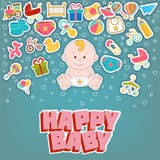 Счастливые установленные значки младенца также вектор иллюстрации притяжки corel иллюстрация вектора Счастливые установленные значки младенца также вектор иллюстрации притяжки corel иллюстрация вектора