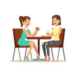 Счастливые лучшие други выпивая кофе в кафе, части серии иллюстрации приятельства бесплатная иллюстрация Счастливые лучшие други выпивая кофе в кафе, части серии иллюстрации приятельства бесплатная иллюстрация
