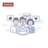 Счастливые люди группы говорят вау! и как идея иллюстрация штока Счастливые люди группы говорят вау! и как идея иллюстрация штока