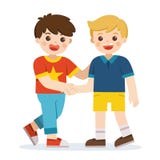 Счастливые мальчики стоя и тряся руки делая мир Счастливые лучшие други детей иллюстрация штока Счастливые мальчики стоя и тряся руки делая мир Счастливые лучшие други детей иллюстрация штока
