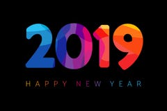 Счастливый дизайн карточки Нового Года 2019 иллюстрация вектора Счастливый дизайн карточки Нового Года 2019 иллюстрация вектора