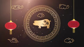 Счастливый китайский знак 2019 зодиака Нового Года с искусством отрезка бумаги золота и стиль ремесла на предпосылке цвета Китайс бесплатная иллюстрация Счастливый китайский знак 2019 зодиака Нового Года с искусством отрезка бумаги золота и стиль ремесла на предпосылке цвета Китайс бесплатная иллюстрация