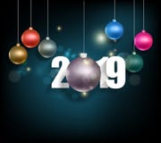 Счастливый Новый Год 2019 и с Рождеством Христовым иллюстрация вектора Счастливый Новый Год 2019 и с Рождеством Христовым иллюстрация вектора