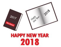 Счастливый Новый Год 2018 с новой книгой раскрывает закрытую книгу 2017 иллюстрация штока Счастливый Новый Год 2018 с новой книгой раскрывает закрытую книгу 2017 иллюстрация штока