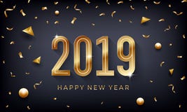 Счастливый Новый Год 2019 Творческая абстрактная иллюстрация вектора со сверкная золотыми номерами на темной предпосылке иллюстрация вектора Счастливый Новый Год 2019 Творческая абстрактная иллюстрация вектора со сверкная золотыми номерами на темной предпосылке иллюстрация вектора