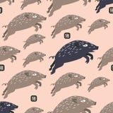 Счастливый новый 2019 китайских год хряка Шов проиллюстрированный вектором иллюстрация вектора Счастливый новый 2019 китайских год хряка Шов проиллюстрированный вектором иллюстрация вектора