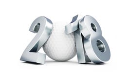 Сыграйте в гольф 2018 Новых Годов на белой иллюстрации предпосылки 3D, перевод 3D иллюстрация вектора Сыграйте в гольф 2018 Новых Годов на белой иллюстрации предпосылки 3D, перевод 3D иллюстрация вектора