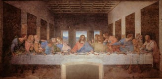 Тайная вечеря Леонардо Да Винчи в refectory монастыря delle Grazie Santa Maria, милана черно-белого стоковые изображения Тайная вечеря Леонардо Да Винчи в refectory монастыря delle Grazie Santa Maria, милана черно-белого стоковые изображения