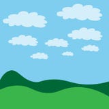 также вектор иллюстрации притяжки corel Зеленый ландшафт с голубым небом и облаками Конструкция иллюстрация вектора также вектор иллюстрации притяжки corel Зеленый ландшафт с голубым небом и облаками Конструкция иллюстрация вектора