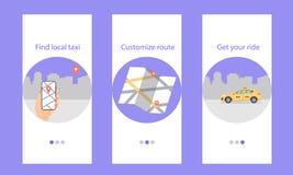 Такси Onboarding, считает местный, подгоняет маршрут, получает вашу езду бесплатная иллюстрация Такси Onboarding, считает местный, подгоняет маршрут, получает вашу езду бесплатная иллюстрация