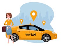 Такси молодой женщины приказывая на мобильном телефоне Арендуйте автомобиль используя мобильное приложение Онлайн концепция прило бесплатная иллюстрация Такси молодой женщины приказывая на мобильном телефоне Арендуйте автомобиль используя мобильное приложение Онлайн концепция прило бесплатная иллюстрация