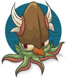 Тварь мутанта как кальмар с Horned кормилом и клювом, иллюстрацией вектора бесплатная иллюстрация Тварь мутанта как кальмар с Horned кормилом и клювом, иллюстрацией вектора бесплатная иллюстрация