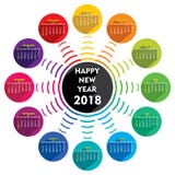 Творческий дизайн шаблона календаря Нового Года 2018 Стоковая Фотография RF Творческий дизайн шаблона календаря Нового Года 2018 Стоковая Фотография RF
