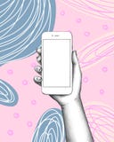 Телефон в руке на абстрактной предпосылке бесплатная иллюстрация Телефон в руке на абстрактной предпосылке бесплатная иллюстрация