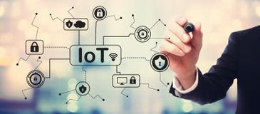 Тема безопасностью IoT с бизнесменом стоковое фото rf Тема безопасностью IoT с бизнесменом стоковое фото rf