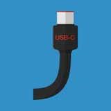 Тип кабели USB c на голубой предпосылке соединители usb-c и гнезда для ПК и мобильных устройств иллюстрация штока Тип кабели USB c на голубой предпосылке соединители usb-c и гнезда для ПК и мобильных устройств иллюстрация штока