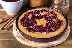Торта клюквы пирога клюквы клюквы вкусного очень вкусного свежие для предпосылки рождества или официальный праздник в США в памят стоковые изображения rf Торта клюквы пирога клюквы клюквы вкусного очень вкусного свежие для предпосылки рождества или официальный праздник в США в памят стоковые изображения rf