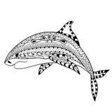 Тотем акулы Zentangle для взрослой анти- страницы расцветки стресса для ar иллюстрация вектора Тотем акулы Zentangle для взрослой анти- страницы расцветки стресса для ar иллюстрация вектора