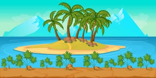 Тропический ландшафт пляжа для nIllustration игры UI предпосылки океана лета шаржа иллюстрация штока Тропический ландшафт пляжа для nIllustration игры UI предпосылки океана лета шаржа иллюстрация штока