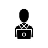 Удаленная концепция значка черноты работника Символ вектора удаленного работника плоский, знак, иллюстрация бесплатная иллюстрация Удаленная концепция значка черноты работника Символ вектора удаленного работника плоский, знак, иллюстрация бесплатная иллюстрация