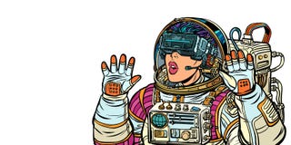 Удивленный астронавт женщины в стеклах виртуальной реальности Девушки 80s бесплатная иллюстрация Удивленный астронавт женщины в стеклах виртуальной реальности Девушки 80s бесплатная иллюстрация