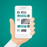 Укомплектуйте личным составом беседовать с средством болтовни на иллюстрации вектора smartphone иллюстрация вектора Укомплектуйте личным составом беседовать с средством болтовни на иллюстрации вектора smartphone иллюстрация вектора