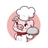 Улыбка свиньи шеф-повара свиньи логотипа иллюстрация вектора Улыбка свиньи шеф-повара свиньи логотипа иллюстрация вектора